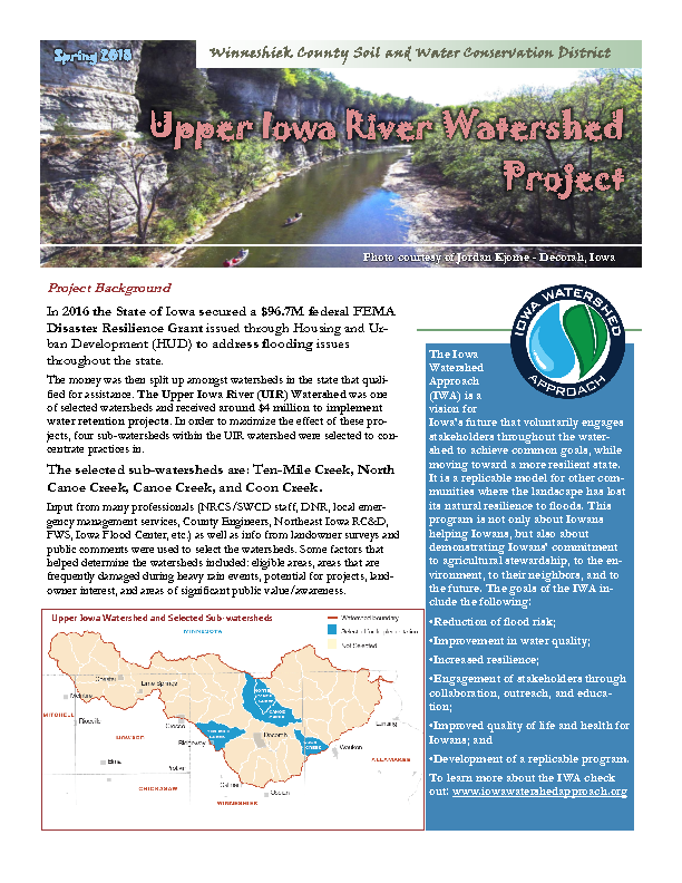 Upper Iowa River Watershed Project Newsletter – Spring 2018