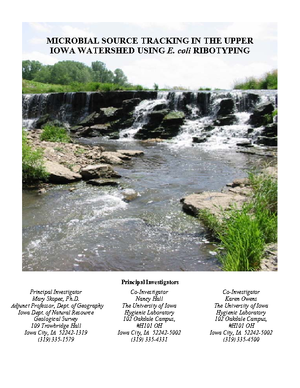 Microbial Source Tracking In The Upper Iowa Watershed Using E Coli Ribotyping