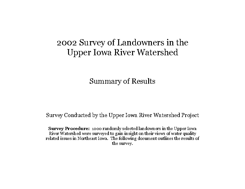 Survey of Landowners in the UIRW